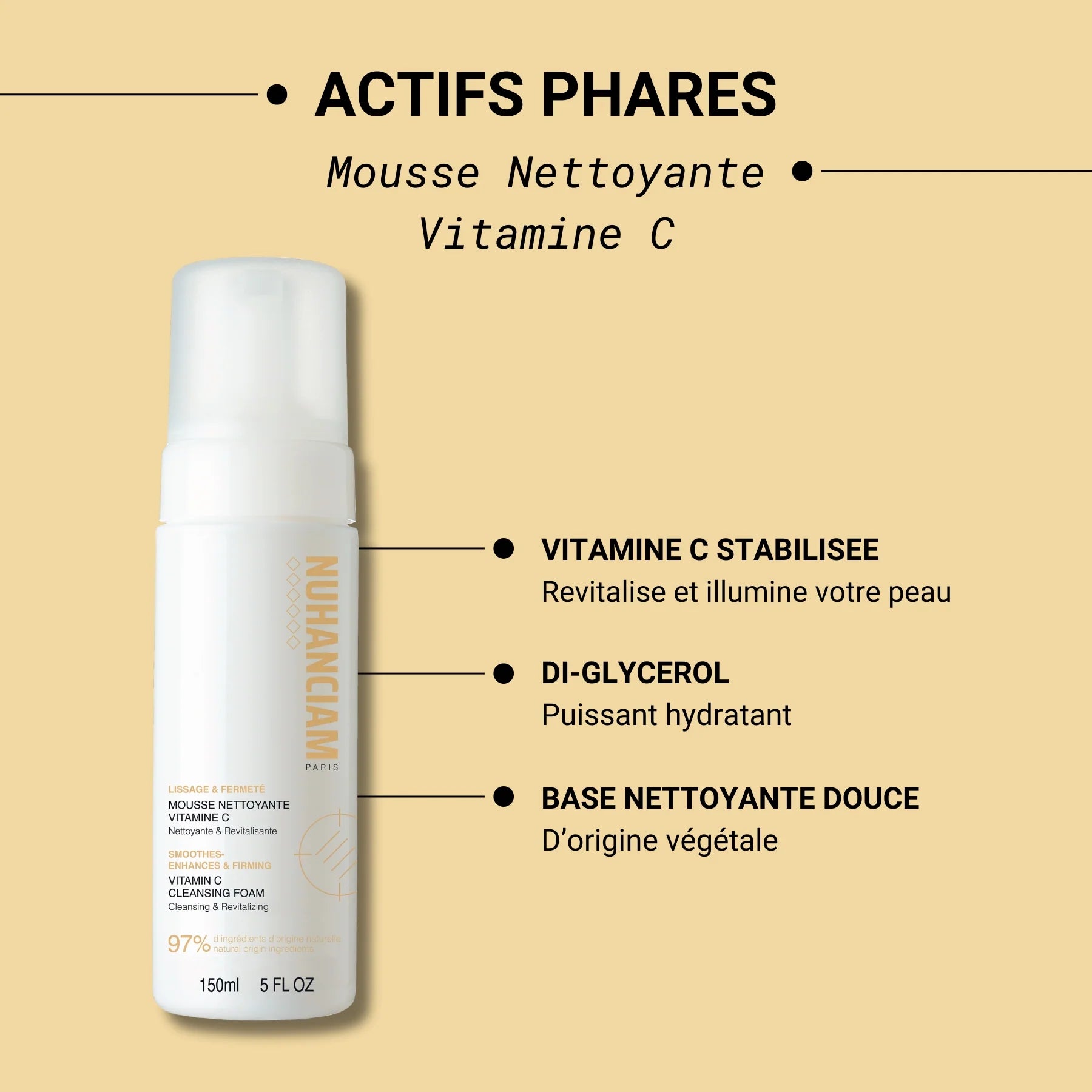 Mousse nettoyante vitamine c