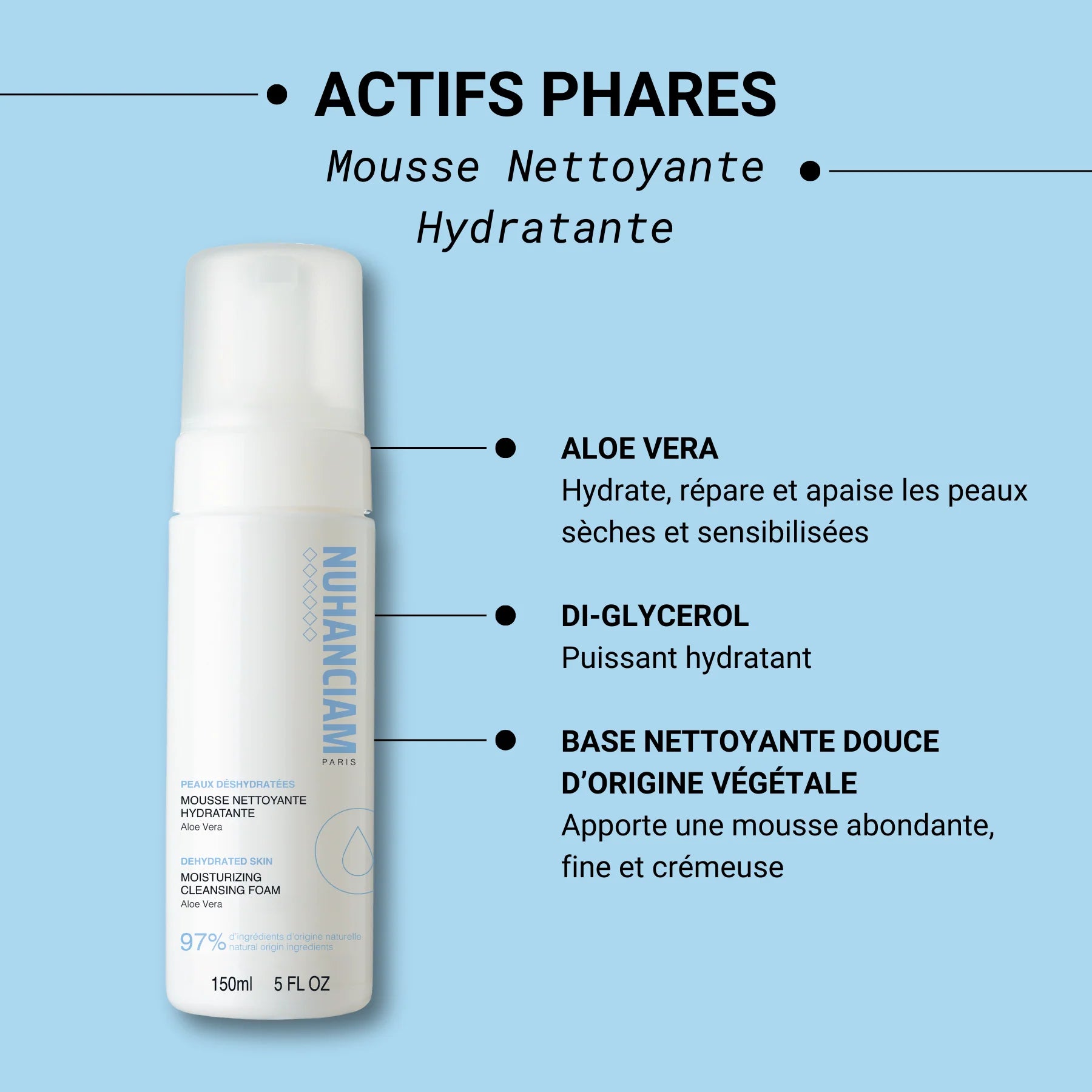 Mousse nettoyante hydratante