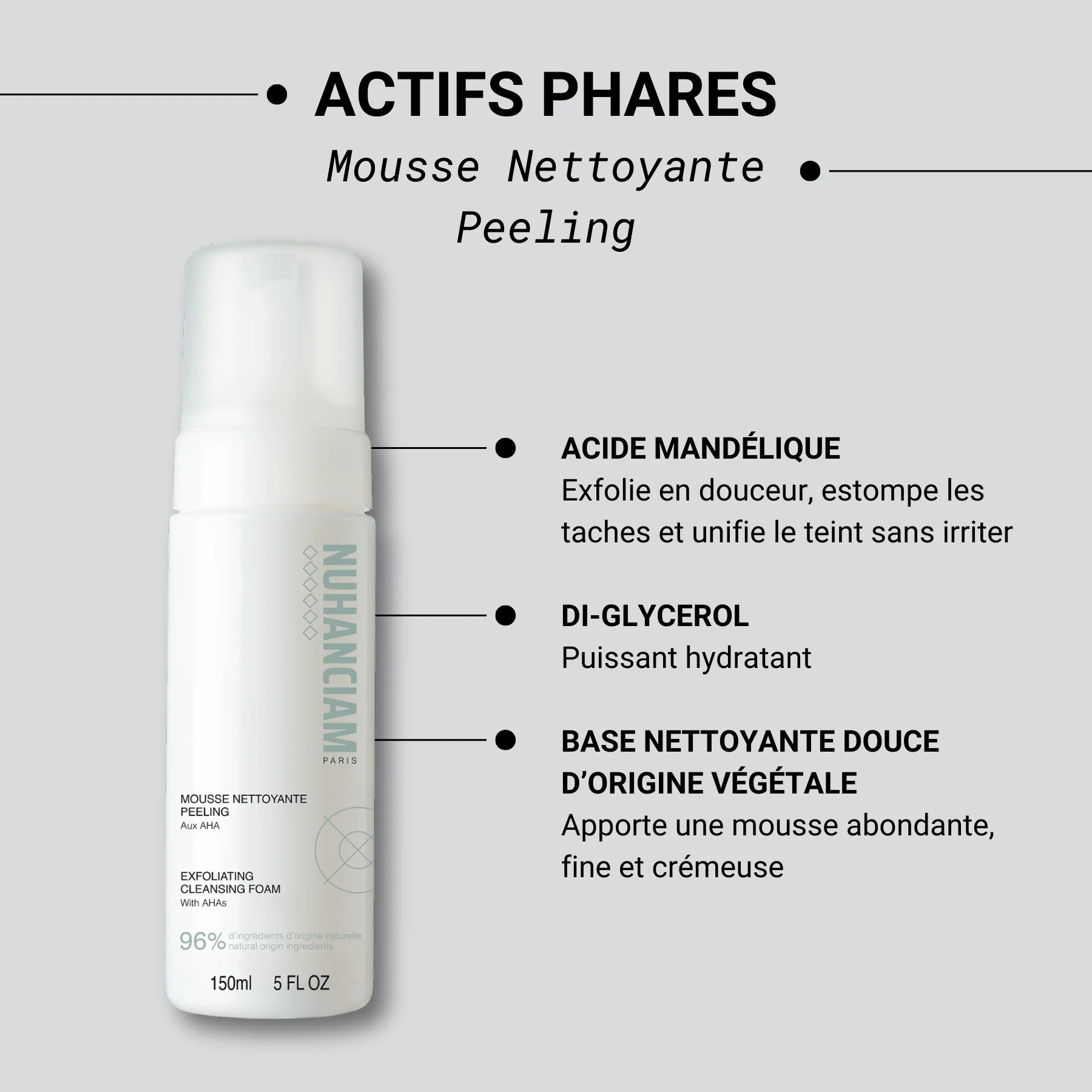 Mousse nettoyante peeling